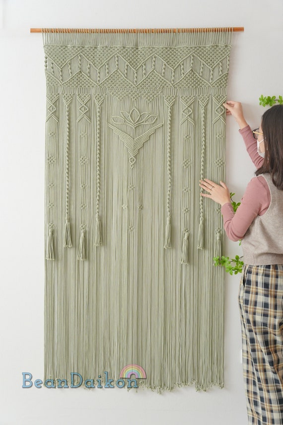 Macrame Curtain, Room Decor Aesthetic, Macrame Door Curtain, Bedroom Wall Decor, Room Divider Curtain, Fiber Wall Hanging, Home Decor C17