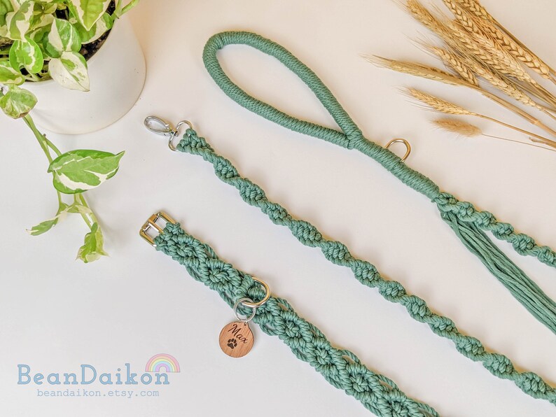 Personalized Dog Collar and Leash Set Macrame Dog Collar Etsy