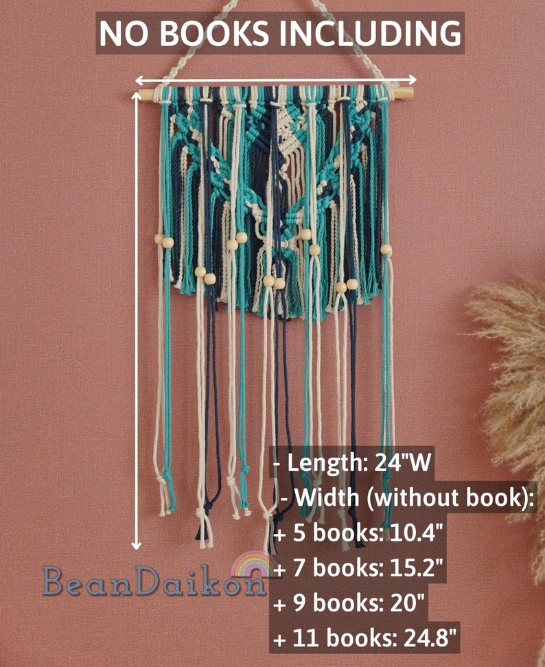Macrame Boho Bookshelf Unique Bookshelf Wall Bookshelf Book Etsy