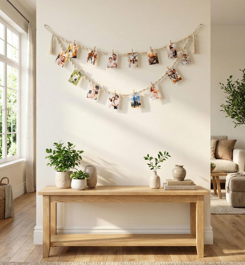 Porte-photos en macramé, porte-photos bohème, cadeau pré-ado, présentoir photo mural, décoration de dortoir bohème, porte-photos couleur, décoration de salon I78 image 10