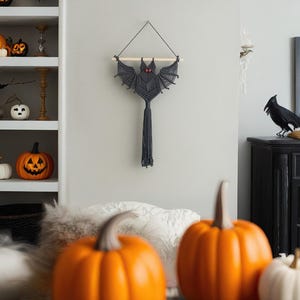 Macrame Gothic Bat, Dark Wall Art, Bat Ornaments, Macrame Gift, Gothic Decoration, Goth Aesthetic, Boho Bedroom, Bat Decorations V12 image 10