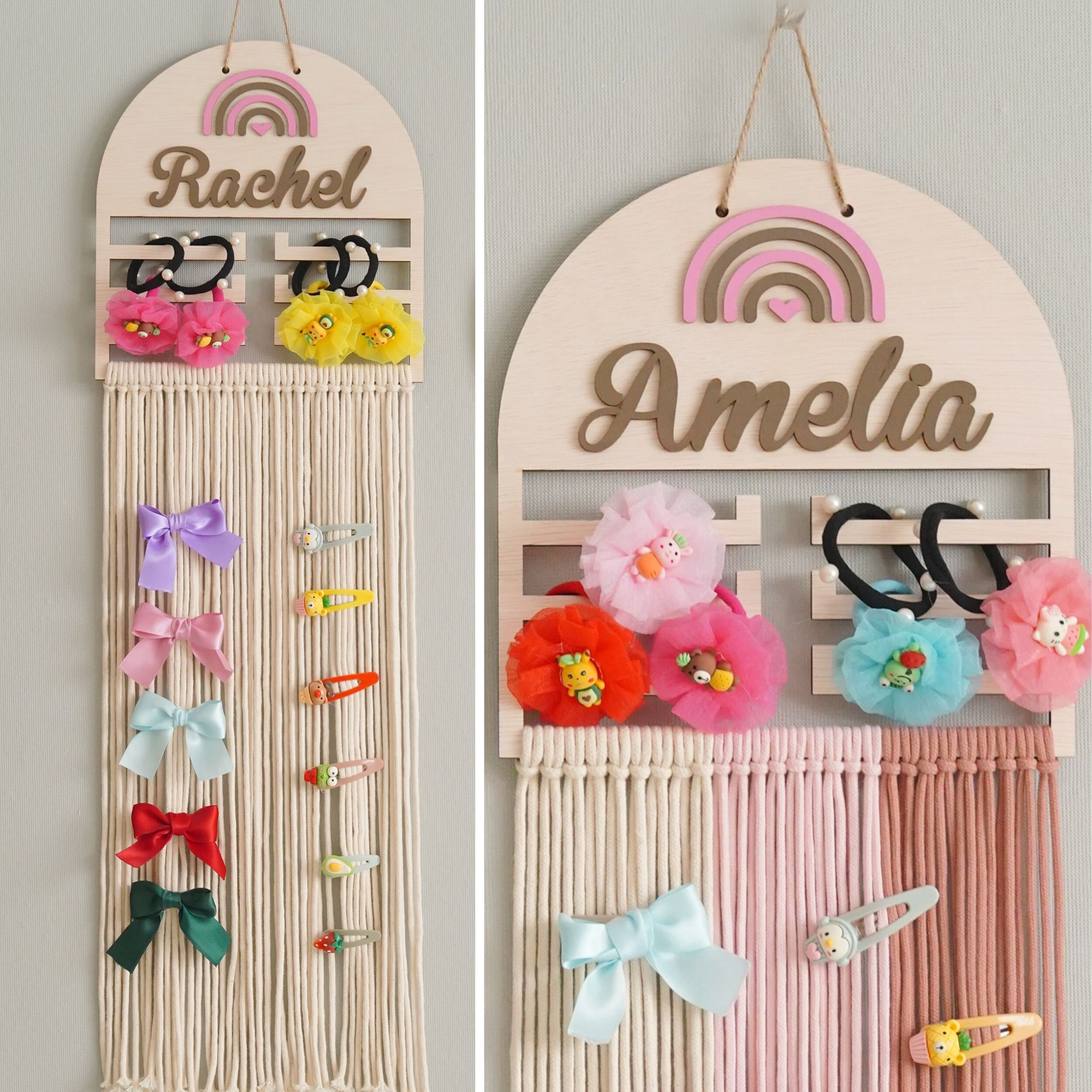 VOSAREA Hairpin Storage Rack Hanging Hair Ties Organizer Hair Clip  Organizer Hair Bow Hanging Rack Bow Organizer for Girls Macrame Wall  Hanging