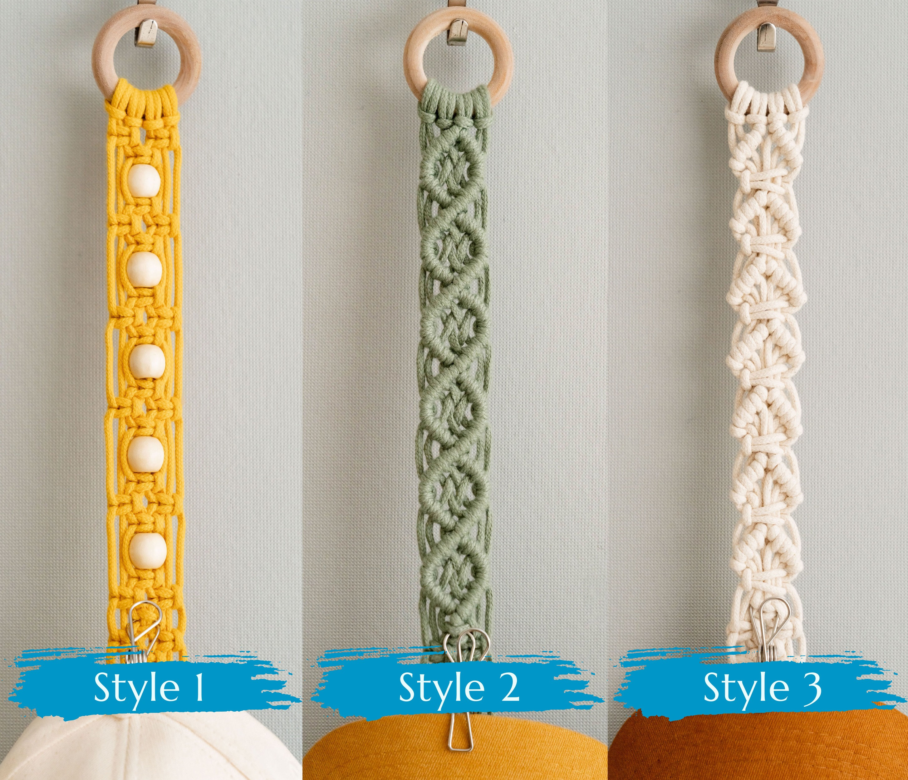 2 Ganci Per Cappello In Macramè - Portacappelli In Corda Di Cotone - Foto 9