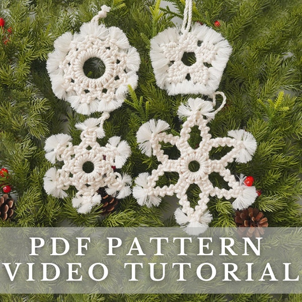 Macrame Ornament Pattern, Festive Activity, Macrame Snowflake, Make Your Own, Step By Step Guide, Winter Project, Christmas Digital P48