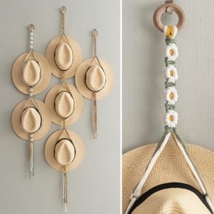 Macrame Hat Holder, Hat Hanger For Wall, Cowboy Hat, Gift For Dad, Handmade Furniture, Boho Home Decor, Hat Stand, Gift For Her I89