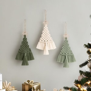 Macrame Christmas Tree Hanging with Wooden Star X05