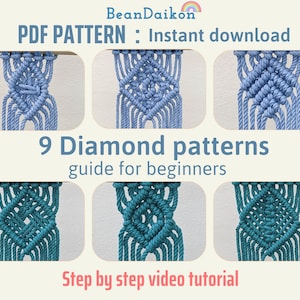 Macrame Diamond Pattern, Diy Macrame Pattern, Knot Instructions, Rope Knots Tutorial, Advanced Knots Diy, Knot Tying Download P47