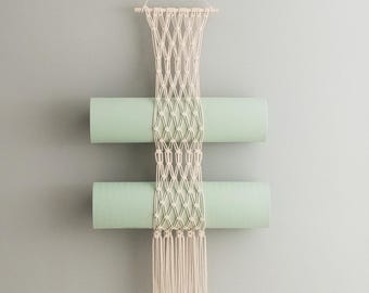 Yoga Mat Holder, Handmade Yoga Hanger, Gift For Her, Exercise Mat Storage, Yoga Mat Wall Holder, Pilates Accessories, Macrame Organizer I85