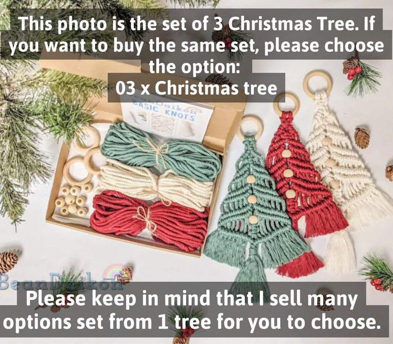Macrame Christmas Tree DIY KIT, Christmas Craft Gifts, Holiday, Craft, Decoration, Wall Hanging, Festive, Gift Idea, Christmas Craft Kit K13 image 3