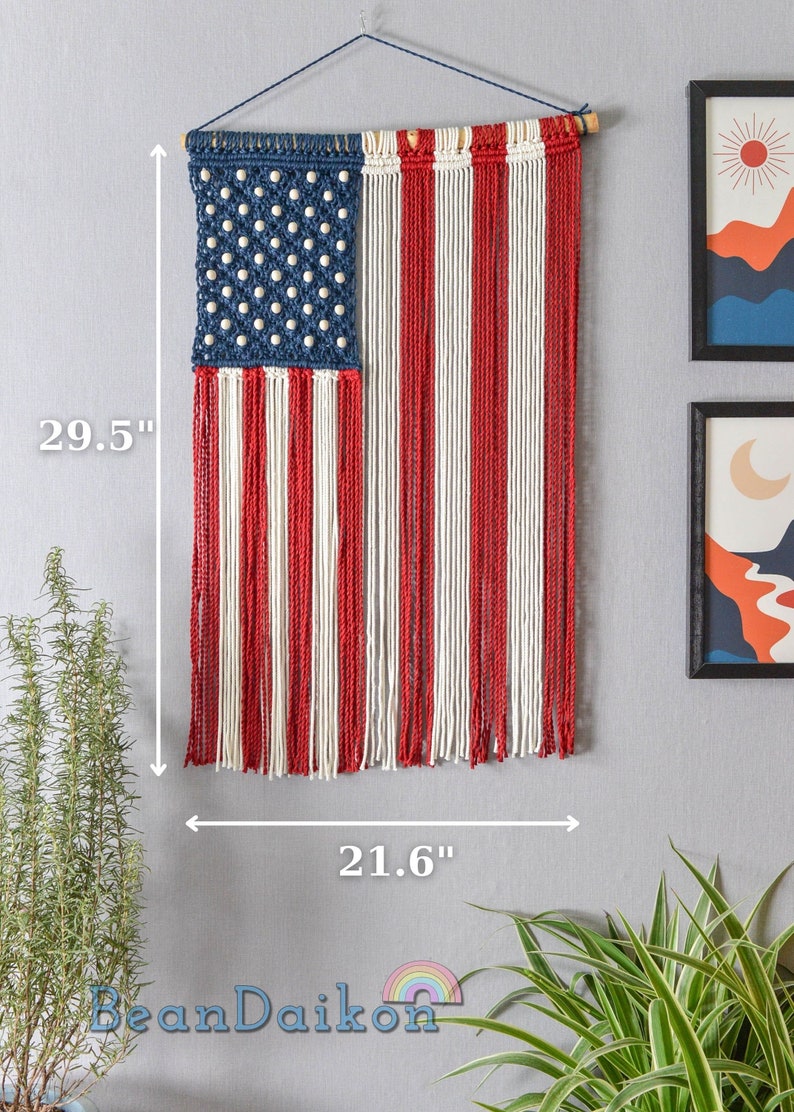 Large Boho American Flag, USA Symbolize, Military Home Decor, Police Officer Decor, Retirement Gifts, Independence Day,Military Mom Gift W34 image 4