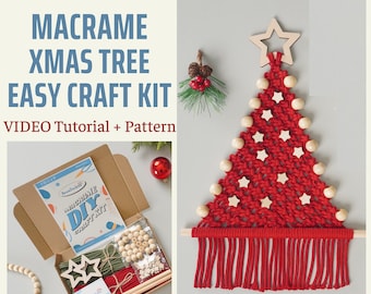 Diy Christmas Tree Craft, Macrame Gift, Date Night Ideas, Macrame Instructions, Beginners Project, Winter Craft Kit, Diy Wall Decor K49