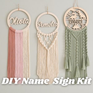 Macrame Name Sign Kit, Adult Craft Kit, Macrame Wall Decor, Gift For Baby Shower, Diy Macrame, Nursery Decor, Macrame Diy, Baby Nursery K14