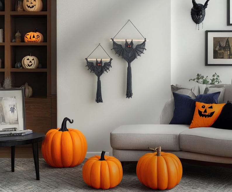 Macrame Gothic Bat, Dark Wall Art, Bat Ornaments, Macrame Gift, Gothic Decoration, Goth Aesthetic, Boho Bedroom, Bat Decorations V12 image 8