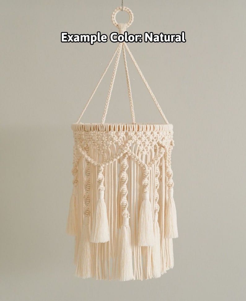 Macrame Lamp Shade, Patio Decor, Macrame Lights, Lighting Chandelier, Lamps Shades, Party Decorations, Natural Decor, Boho Lighting V09 zdjęcie 4