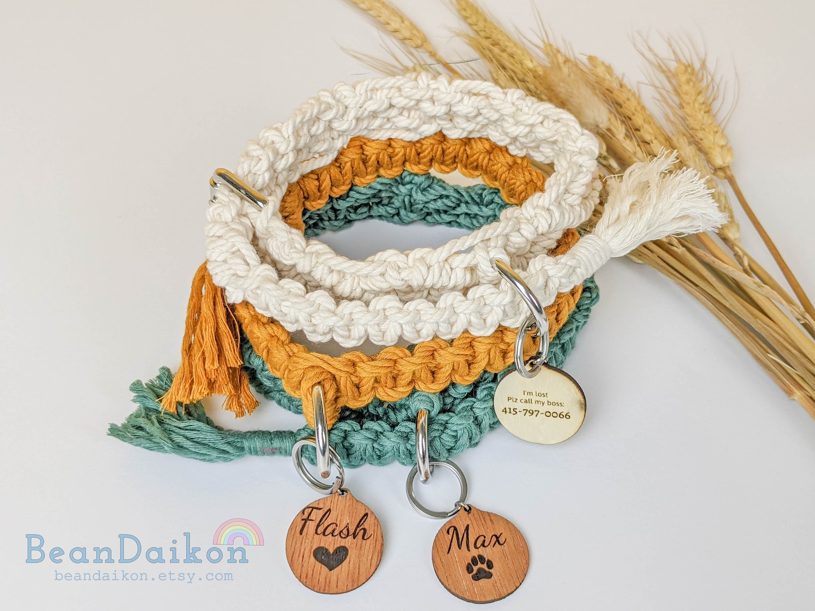 Personalized Dog Collar and Leash Set Macrame Dog Collar Etsy