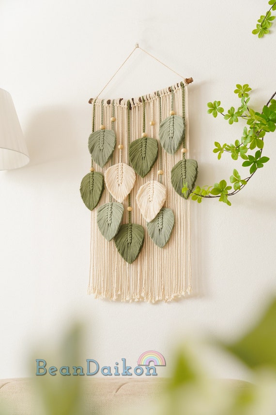 Macrame Leaf Wall Hanging Macrame Wall Hanging Green Wall Art
