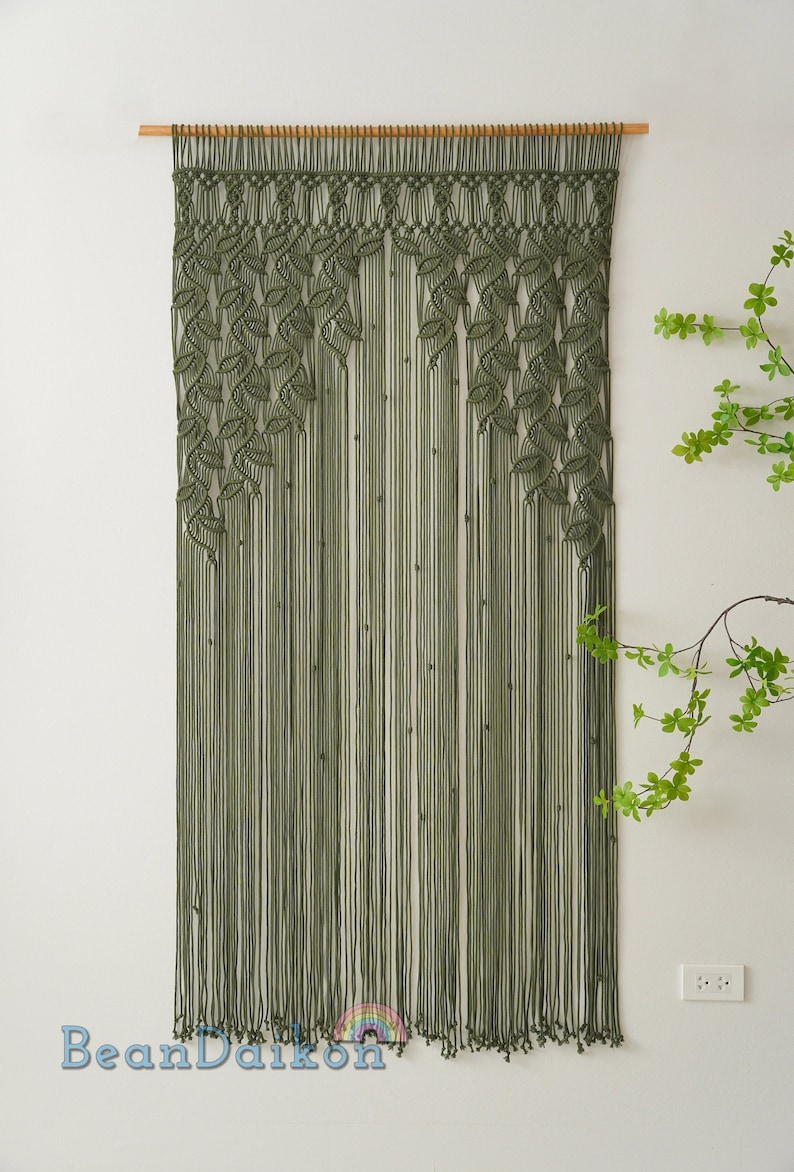 Macrame Curtain, Woodland Decor, Tapestry Curtain, Macrame Mural, Oversized Wall Art, Realtor Closing Gift, Door Valance, New Home Gift C01 image 1