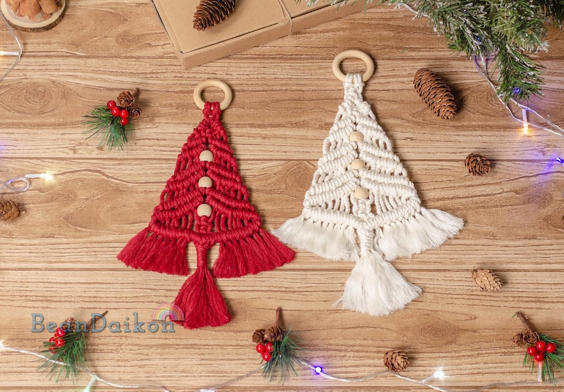 Macrame Christmas Tree DIY KIT, Christmas Craft Gifts, Holiday, Craft, Decoration, Wall Hanging, Festive, Gift Idea, Christmas Craft Kit K13 image 7