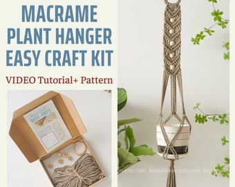 KIT de cintre de plante, support de pot de macramé, cadeau d'amant de plante, kits pour adulte, cadeau de meilleur ami, faites-le vous-même, kit de macramé débutant K34