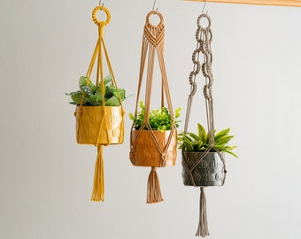 Tassel Plant Hanger, Hanging Pot Indoor, Balcony Decoration, Extra Long Hanger, Garden Lover Gift, Scandinavian Style,Mid Century Modern I48