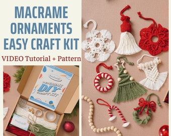 Macrame Ornament Craft Kit, Christmas Craft Kit, Diy Kit For Adults, Macrame Christmas, Diy Macrame, Macrame Kit Diy, Mini Ornament K26