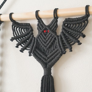 Gothic Bat Decor, Hanging Macrame, Witchy Room Decor, Modern Halloween, Dark Wall Art, Hanging Plant Holder, Bat Decorations W52 image 9