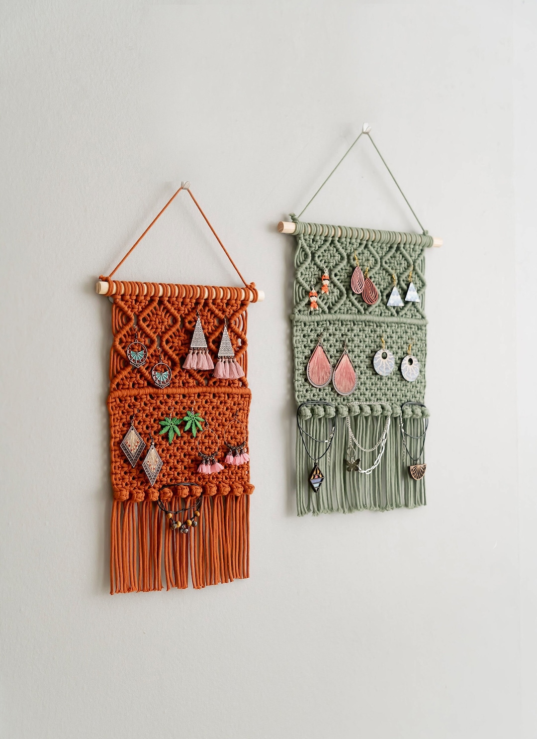 Macrame Jewelry Holder, Boho Tapestry Earring Holder, Jewelry Organizer