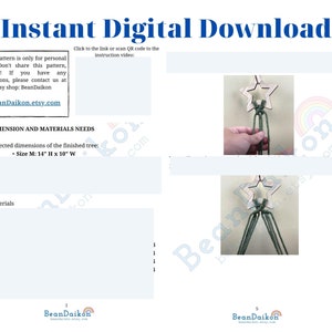 Puede incluir: Un patr&oacute;n de descarga digital para una macram&eacute; de estrella de &aacute;rbol para colgar en la pared. El patr&oacute;n incluye instrucciones y materiales necesarios para crear un &aacute;rbol de 35,5 cm de alto y 25,4 cm de ancho. El patr&oacute;n est&aacute; disponible solo para uso personal.