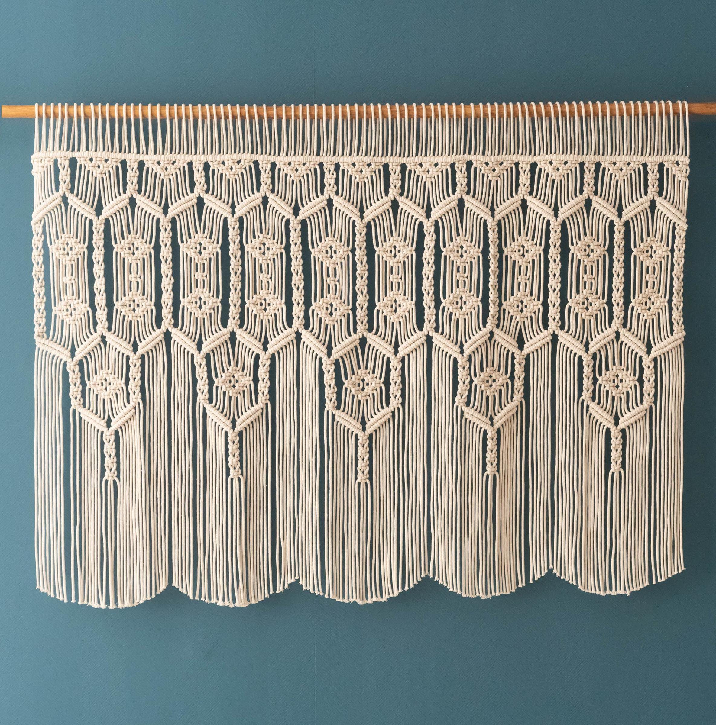 Macrame Curtain, Bedroom Headboard, Boho Tapestry, Rustic Valance, Large Wall Art, Room Decor Boho, Custom Curtain, Mid Century Wall Art C31