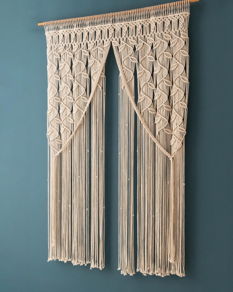 Macrame Curtain, Woodland Decor, Tapestry Curtain, Macrame Mural, Oversized Wall Art, Realtor Closing Gift, Door Valance, New Home Gift C01 image 10