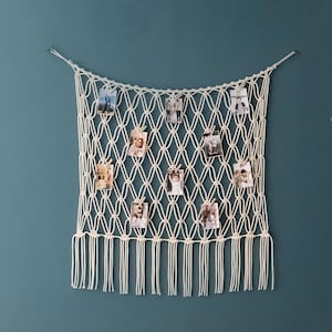 Wall Photo Display, Photo Display Board, Living Room Decor, Customized Gift, Twine Photo Holder, Boho Gallery Wall, Photo Hanger I19
