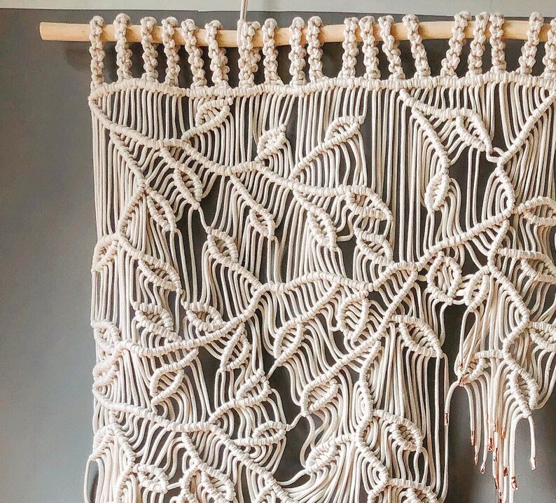 Macrame Leaf Window Curtain Large Macrame Wall Hanging Home Etsy