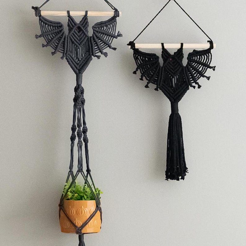 Bat Wall Hanging, Plant Holder, Halloween Bat Decor, Witchy Home Decor ...