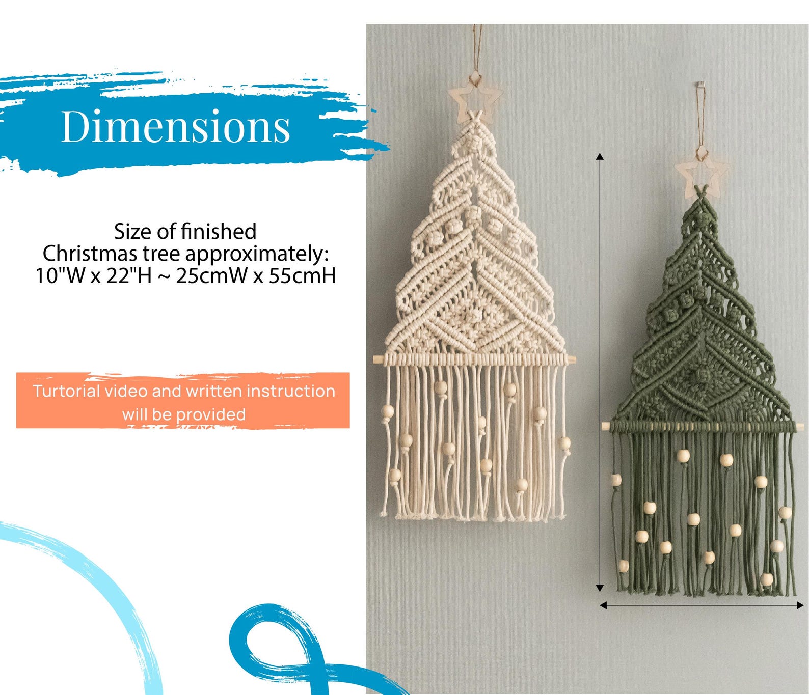 Macrame Craft Kit, Christmas Tree Kit, Kit for Adults, Macrame ...