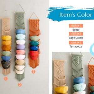 Macrame Cap Rack, Minimal Hat Hanger, Entryway Organizer, Cap Display, Wall Cap Hanger, Handmade Macrame H78 image 5