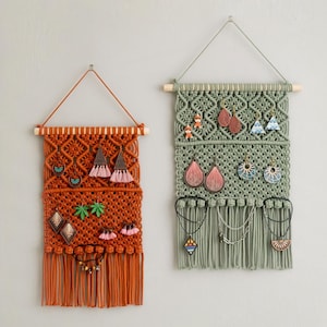 Macrame Jewelry Holder, Boho Tapestry Earring Holder, Jewelry Organizer Minimalist , Handmade Jewelry Storage, Christmas Gift For Women I35