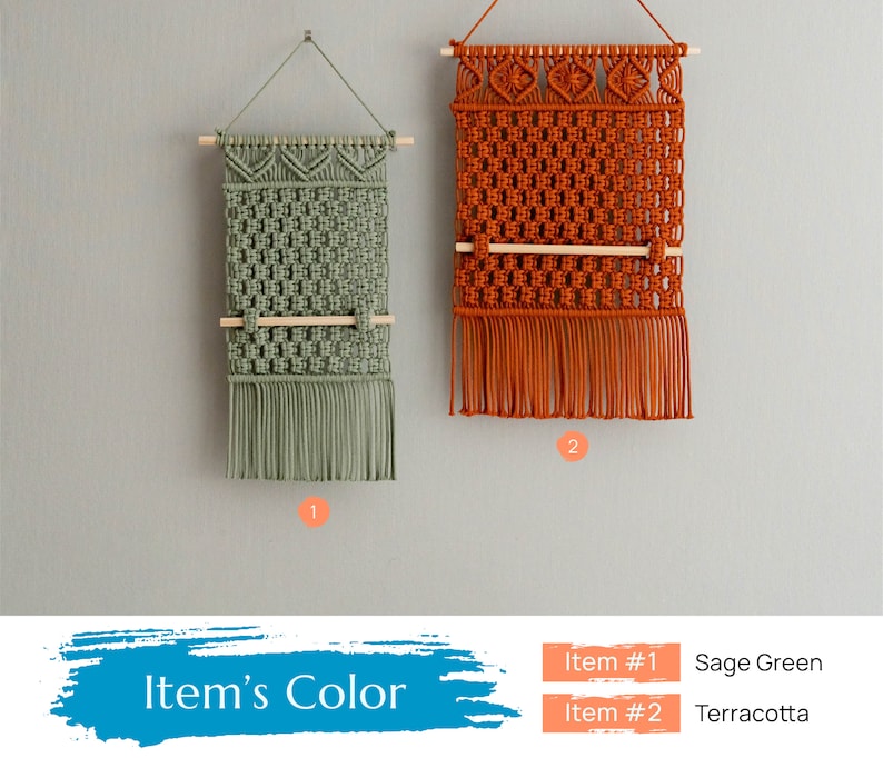 Macrame Earring Holder, Bathroom Decor, Necklace Hanger, Boho Jewelry Holder, Girls Room Decor, Gift For Daughter, Macrame Earring I82 image 5