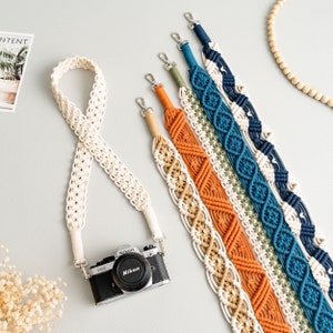 Gepersonaliseerde camerariem, macramé tasriem, boho camerariem, vintage camerariem voor DSLR, cameraliefhebber cadeaus voor hem, uniek cadeau H29