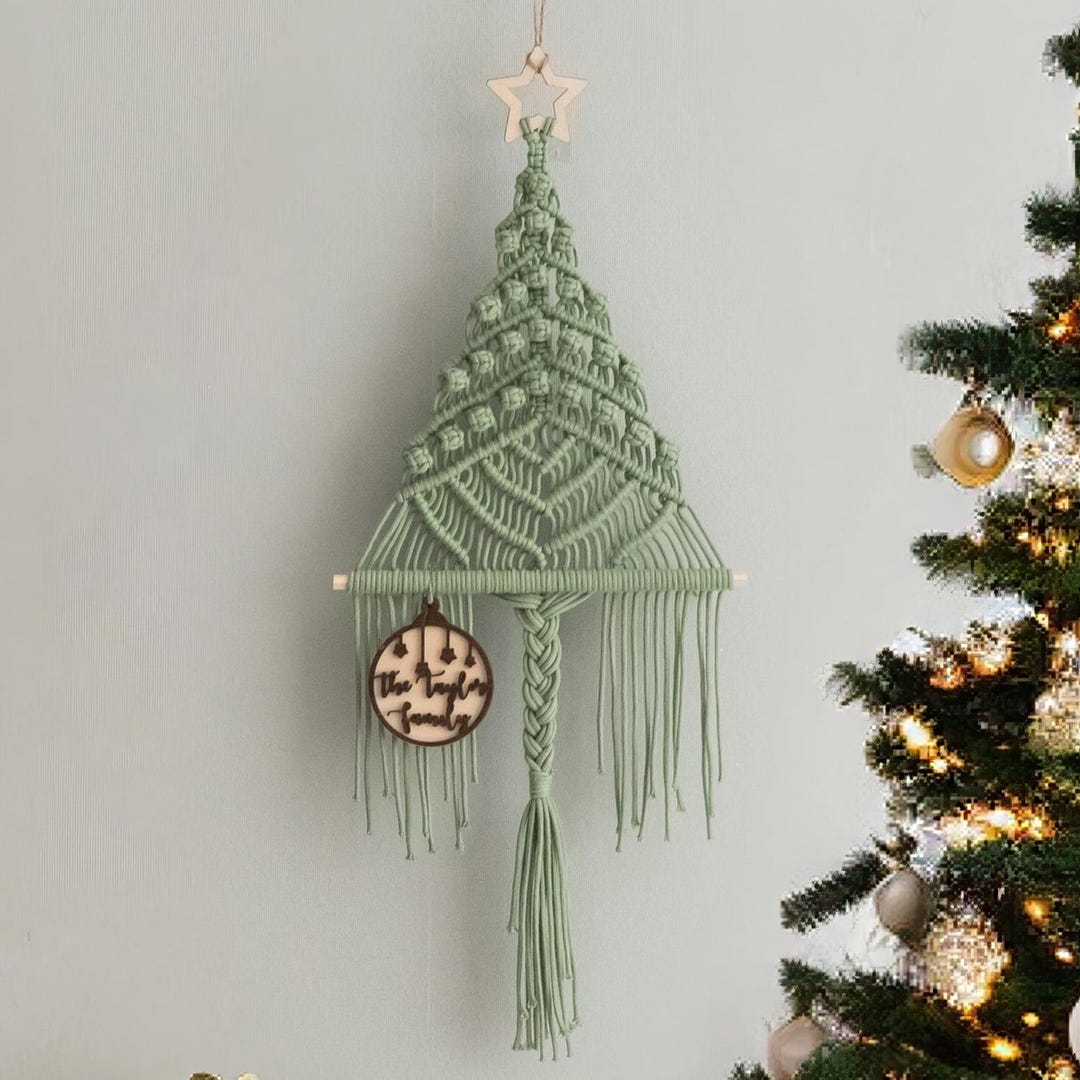 Boho Christmas Tree Wall Hanging, Winter Xmas Tree, Mantel Decor ...