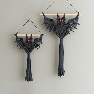 Murciélago gótico de macramé, arte mural oscuro, adornos de murciélago, regalo de macramé, decoración gótica, estética gótica, dormitorio bohemio, decoraciones de murciélagos V12 imagen 6