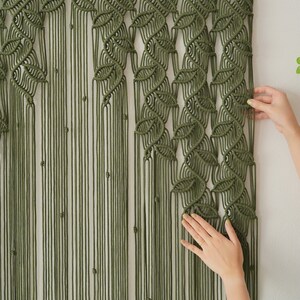 Macrame Curtain, Woodland Decor, Tapestry Curtain, Macrame Mural, Oversized Wall Art, Realtor Closing Gift, Door Valance, New Home Gift C01 image 7