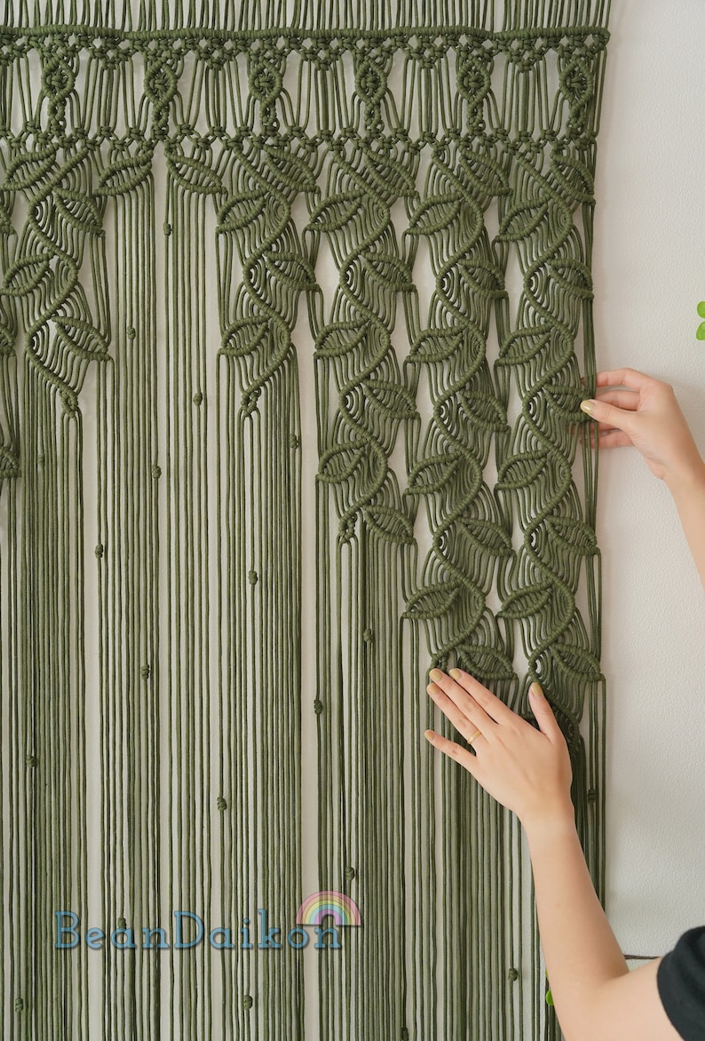 Macrame Curtain, Woodland Decor, Tapestry Curtain, Macrame Mural, Oversized Wall Art, Realtor Closing Gift, Door Valance, New Home Gift C01 image 7