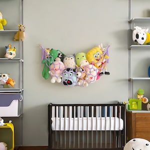 Stuffed Animal Hammock, Toy Net, Neutral Nursery, Playroom Storage, Kids Bedroom Decor, Stuffed Toy Hammock, Macrame Nursery I25 image 7