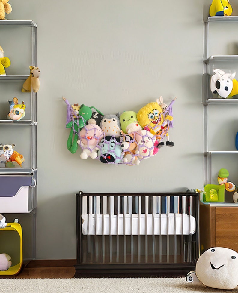 Stuffed Animal Hammock, Toy Net, Neutral Nursery, Playroom Storage, Kids Bedroom Decor, Stuffed Toy Hammock, Macrame Nursery I25 image 7