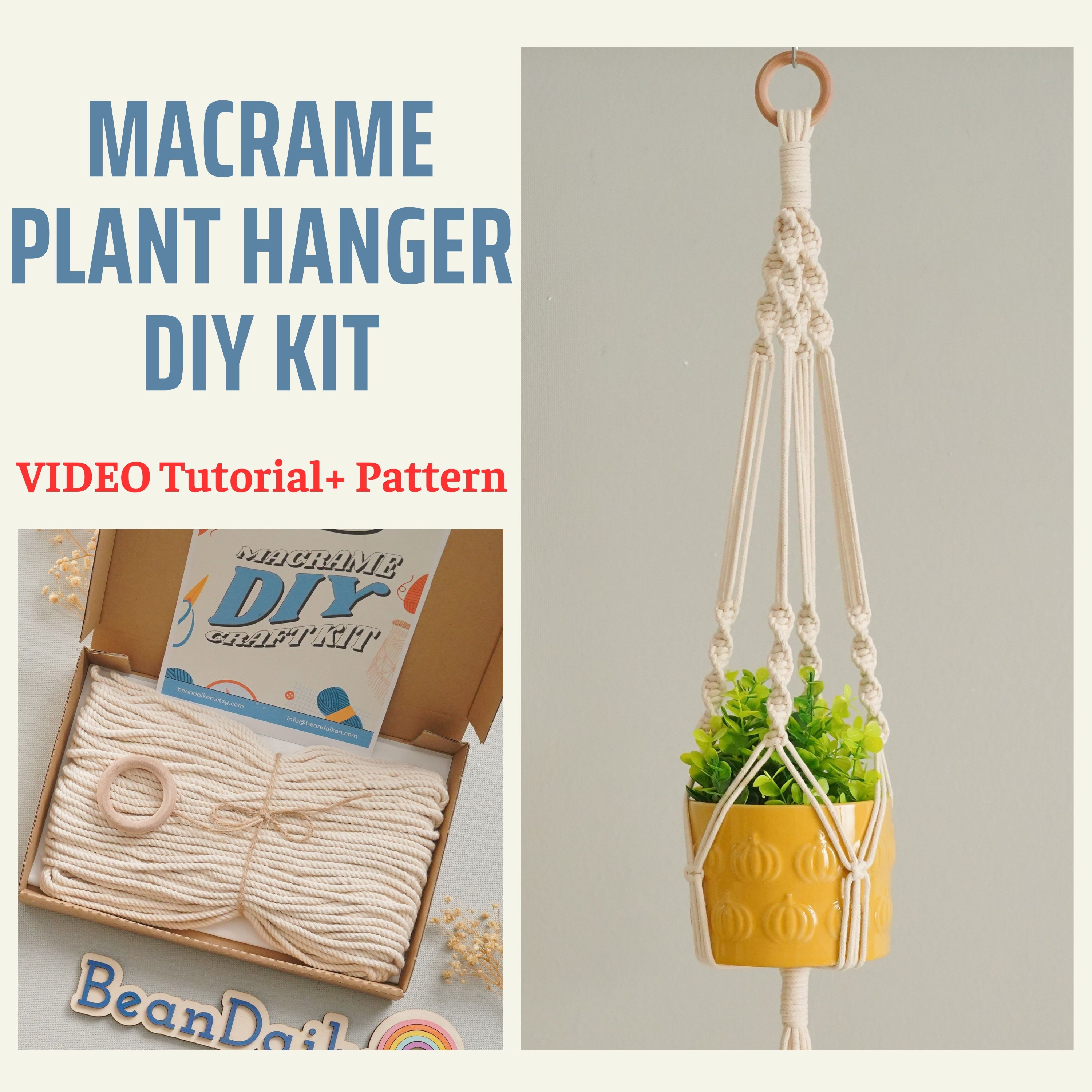 Wall Hanging Plant Hanger DIY Kit – Minimalist Macrame