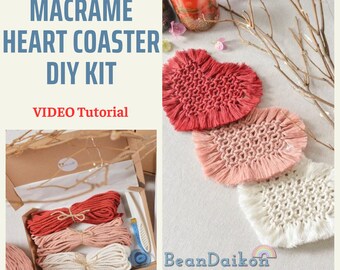 DIY Macrame Heart Coaster Kit, Macrame Craft Kit For Adults, Valentine's Gift, DIY Craft Kit Gift, Gift For Craft Lover,Beginner Level K08