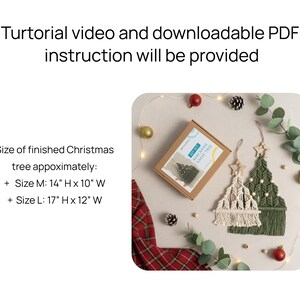 Macrame DIY Christmas Tree, Macrame Craft KIT, Christmas Gift, Holiday Craft Night, DIY Christmas Gift, Festive Activity,Bestfriend Gift K20 image 3