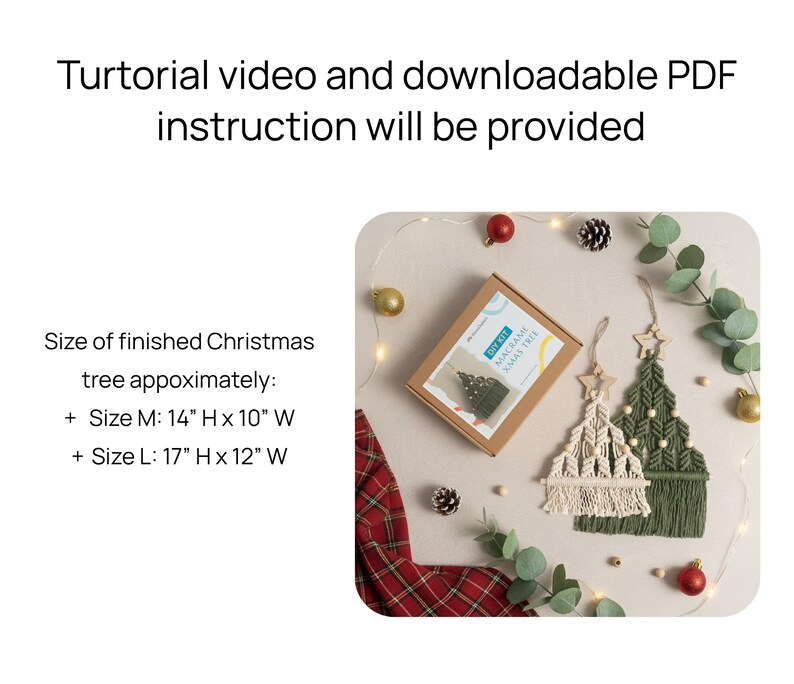 Macrame DIY Christmas Tree, Macrame Craft KIT, Christmas Gift, Holiday Craft Night, DIY Christmas Gift, Festive Activity,Bestfriend Gift K20 image 3