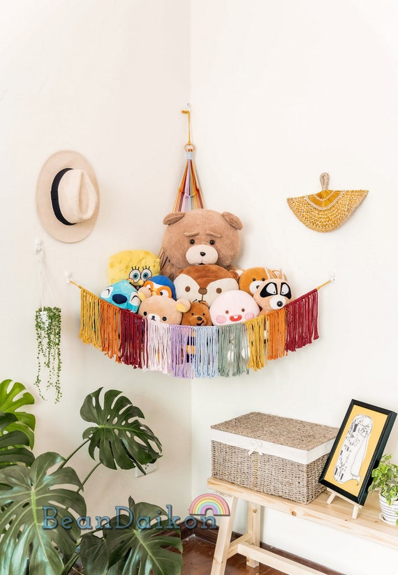 Boho Stuffed Animals Net Hammock Storage Corner Hanging Net - Temu