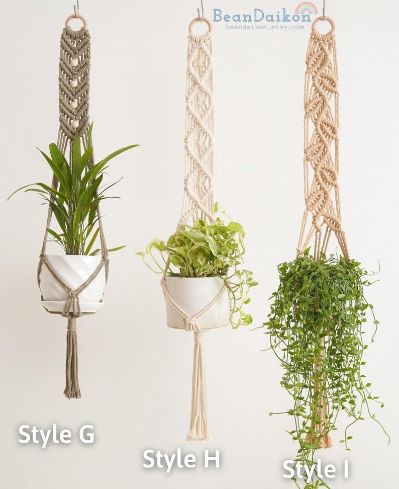 Macrame Plant Hanger, Handmade Plant Hanger, Hanging Planter, Garden Gift For Women, Outdoor And Gardening Decor, Boho Minimalist Decor H13 image 7